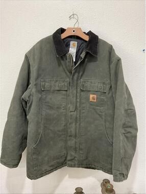 Carhart Jacket Number 4806 Work Worn Quilted Lining Corduroy Collar No Hood